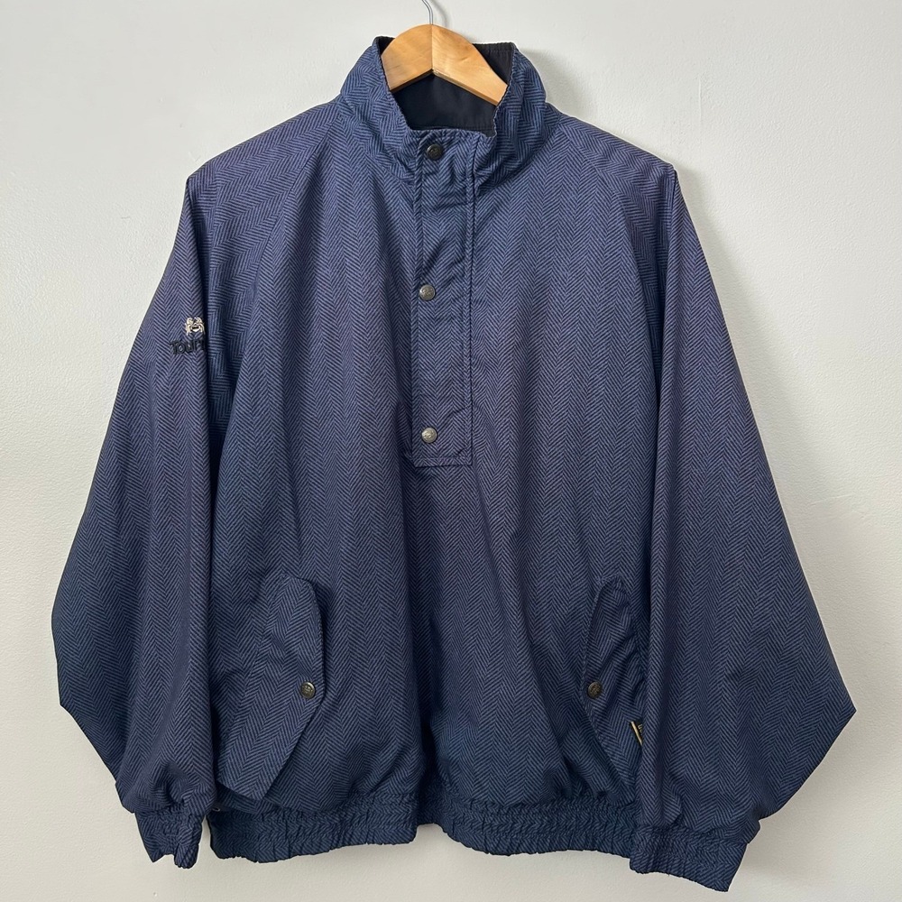 VTG Tourney Pullover Jacket‎ Mens M Blue Gore-Tex Herringbone Golf Windbreaker